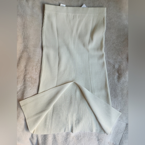H&M co-or ord Set KNIT-RIB Sleeveless Top & Pencil maxi Skirt Cream Sz L, XL NWT - Picture 4 of 16
